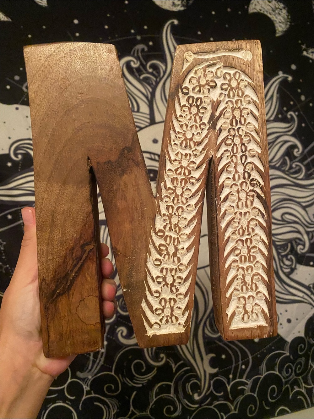 Brown & White Wooden Letter “M” Decor